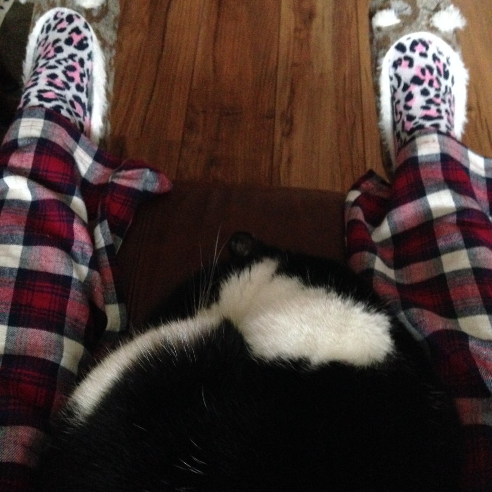 Reclining on the sofa with Jim